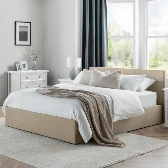 Ottoman Bed Frame with Storage - Cream, Fabric
