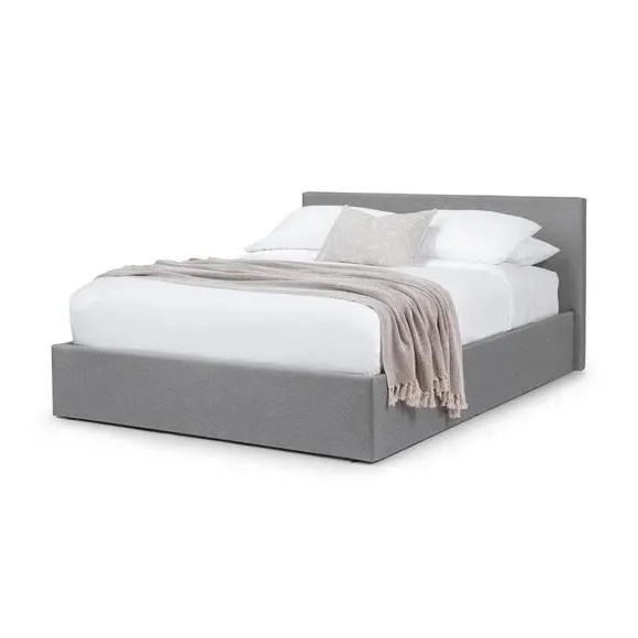 Ottoman Bed Frame with Storage - Grey, Fabric