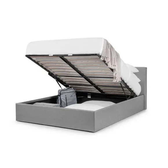 Ottoman Bed Frame with Storage - Grey, Fabric