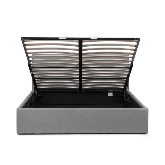 Ottoman Bed Frame with Storage - Grey, Fabric