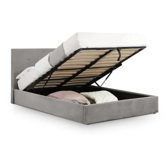 Ottoman Bed Frame with Storage - Light Grey, Velvet