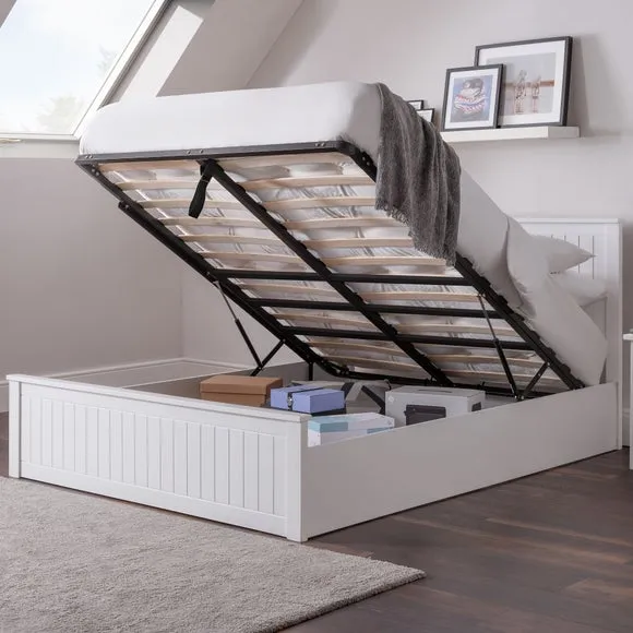 Ottoman Bed Frame with Storage - White, Lacquer