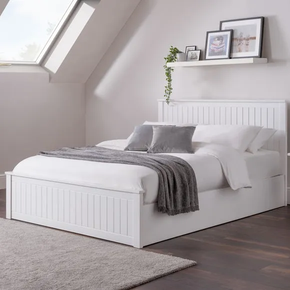 Ottoman Bed Frame with Storage - White, Lacquer