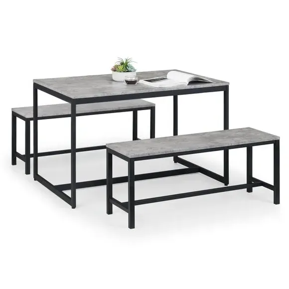 Rectangular Dining Set with Benches - Grey image