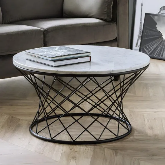 Round Coffee Table - White, Real Marble image