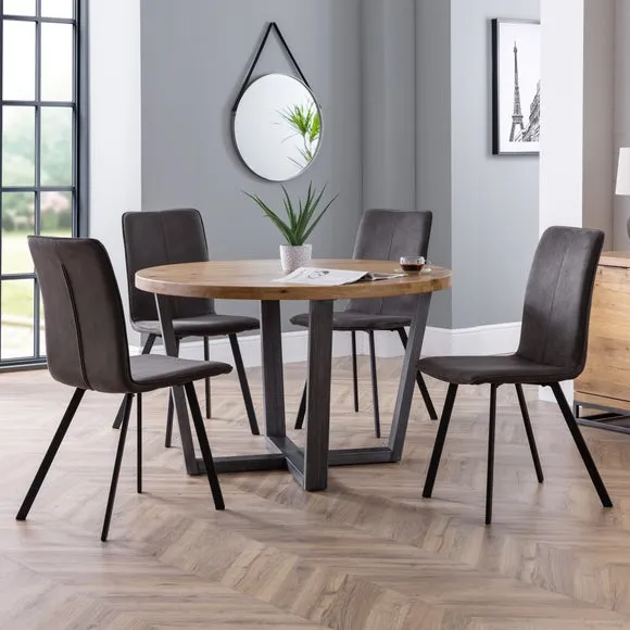 Round Dining Set with 4 Chairs - Oak, Solid Wood image