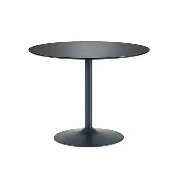 Round Dining Table with Pedestal Base - Black, Metal