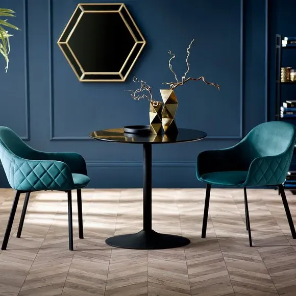 Round Dining Table with Pedestal Base - Black, Metal image