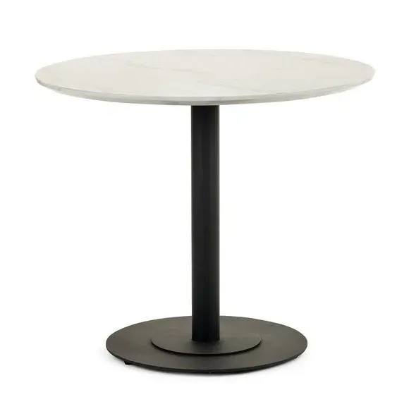Round Dining Table with Pedestal Base - Off-White