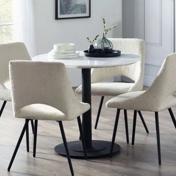 Round Dining Table with Pedestal Base - Off-White image