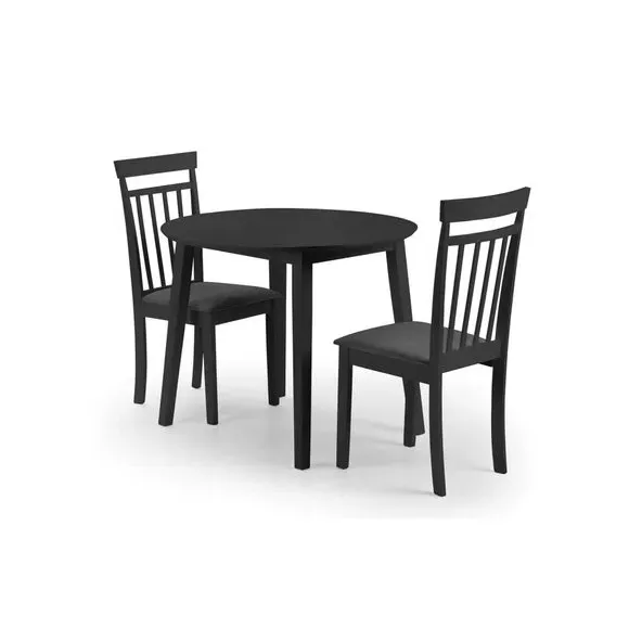 Round Drop Leaf Dining Set with Chairs - Black image