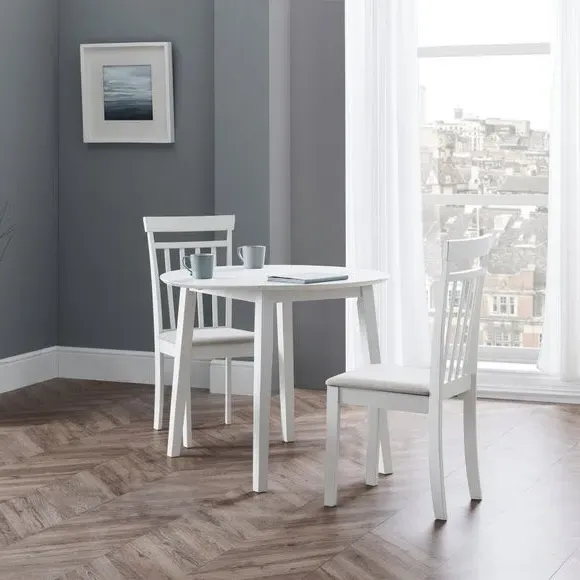 Round Drop Leaf Dining Set with Chairs - White