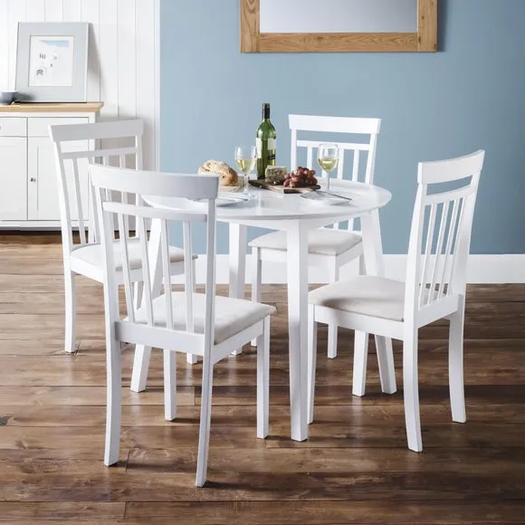 Round Extendable Dining Table with 4 Chairs - White image