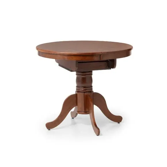 Round to Oval Dining Set with 4 Chairs - Brown