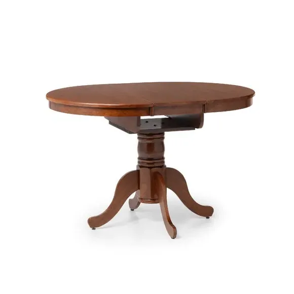 Round to Oval Dining Set with 4 Chairs - Brown