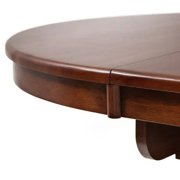 Round to Oval Dining Set with 4 Chairs - Brown