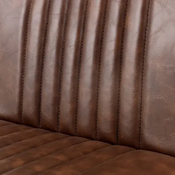 Set of 2 Bar Stools Cantilever - Brown, Faux Leather