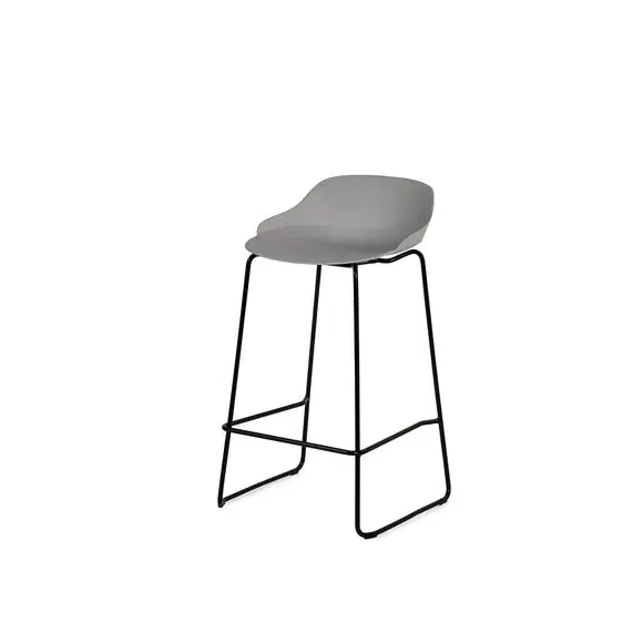 Set of 2 Bar Stools - Light Grey, Metal