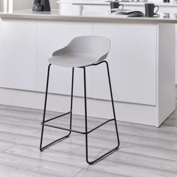 Set of 2 Bar Stools - Light Grey, Metal image
