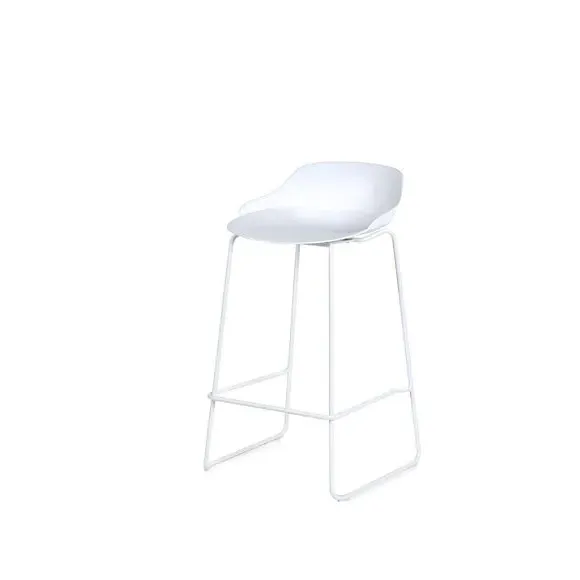 Set of 2 Bar Stools - White, Metal