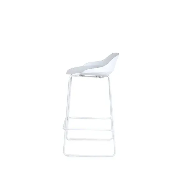 Set of 2 Bar Stools - White, Metal