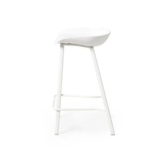 Set of 2 Bar Stools with Curved Design - White, Metal
