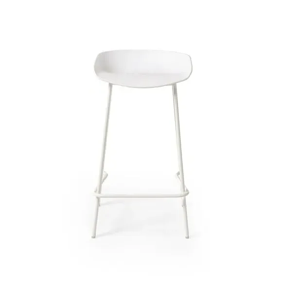 Set of 2 Bar Stools with Curved Design - White, Metal
