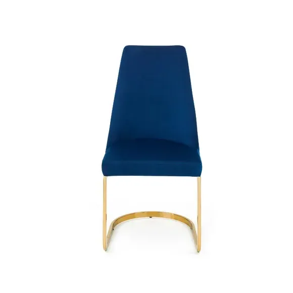 Set of 2 Cantilever Dining Chairs - Blue, Velvet