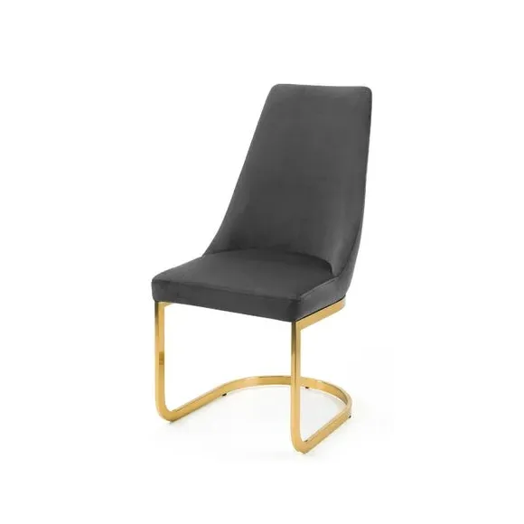 Set of 2 Cantilever Dining Chairs - Grey, Velvet