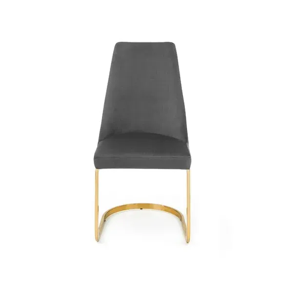 Set of 2 Cantilever Dining Chairs - Grey, Velvet
