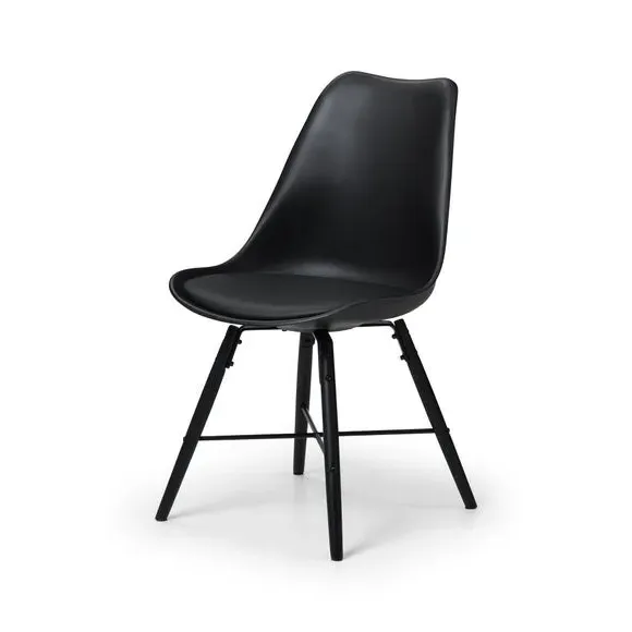 Set of 2 Dining Chairs - Black, Faux Leather