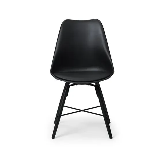 Set of 2 Dining Chairs - Black, Faux Leather