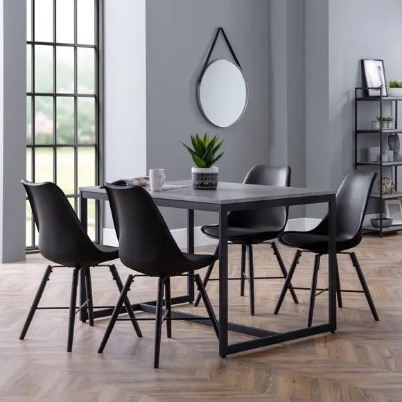 Set of 2 Dining Chairs - Black, Faux Leather