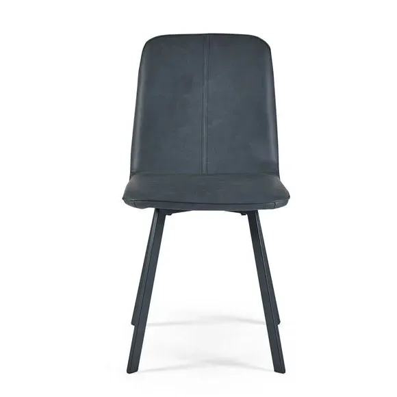 Set of 2 Dining Chairs - Black, Faux Leather