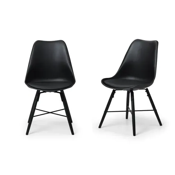 Set of 2 Dining Chairs - Black, Faux Leather image