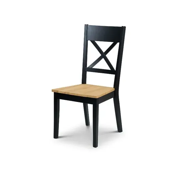 Set of 2 Dining Chairs - Black, Oak Effect Wood image