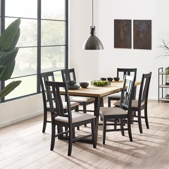 Set of 2 Dining Chairs - Black, Rubberwood