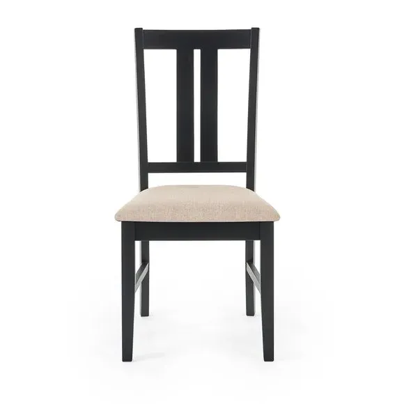 Set of 2 Dining Chairs - Black, Rubberwood