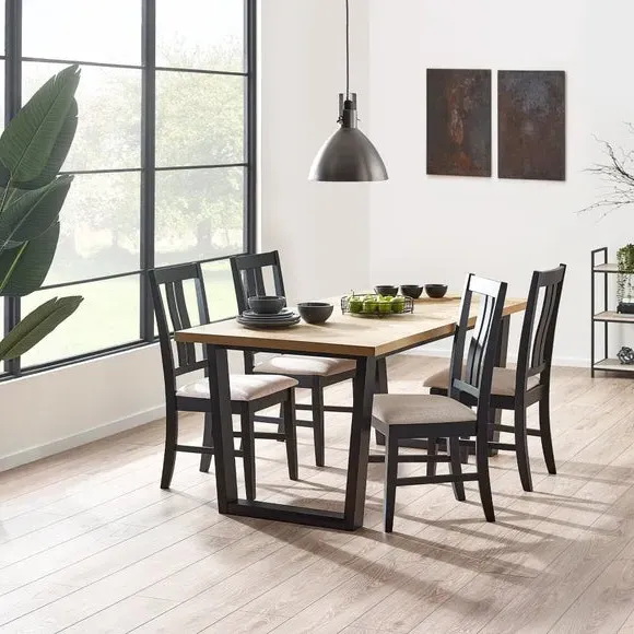Set of 2 Dining Chairs - Black, Rubberwood image