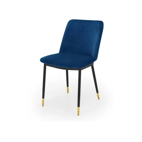 Set of 2 Dining Chairs - Blue, Velvet