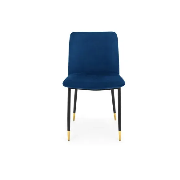 Set of 2 Dining Chairs - Blue, Velvet