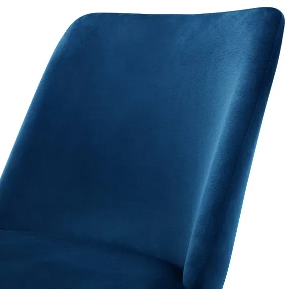 Set of 2 Dining Chairs - Blue, Velvet