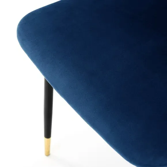Set of 2 Dining Chairs - Blue, Velvet