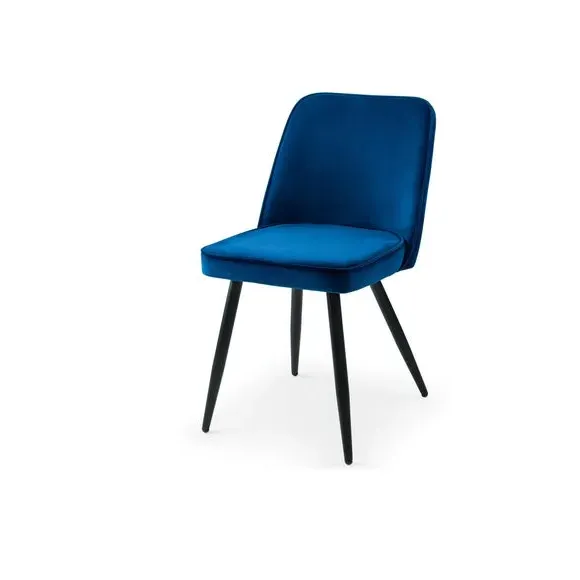 Set of 2 Dining Chairs - Blue, Velvet