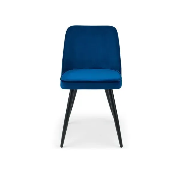 Set of 2 Dining Chairs - Blue, Velvet