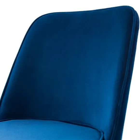 Set of 2 Dining Chairs - Blue, Velvet