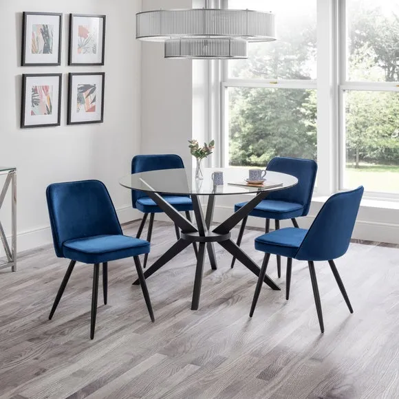 Set of 2 Dining Chairs - Blue, Velvet image