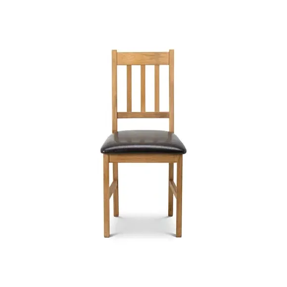 Set of 2 Dining Chairs - Brown, Faux Leather