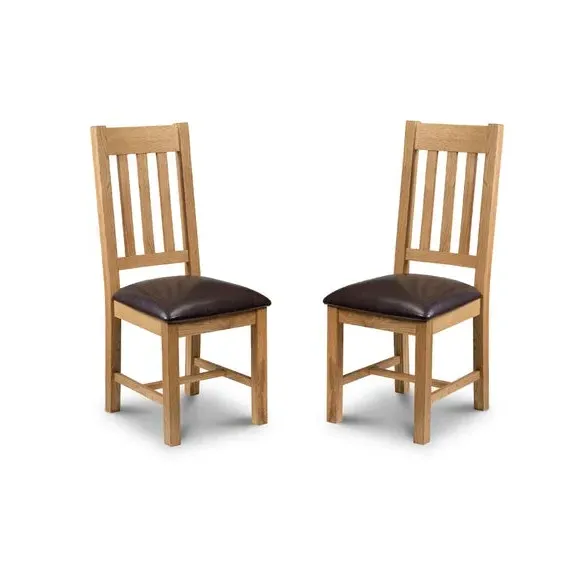 Set of 2 Dining Chairs - Brown, Faux Leather