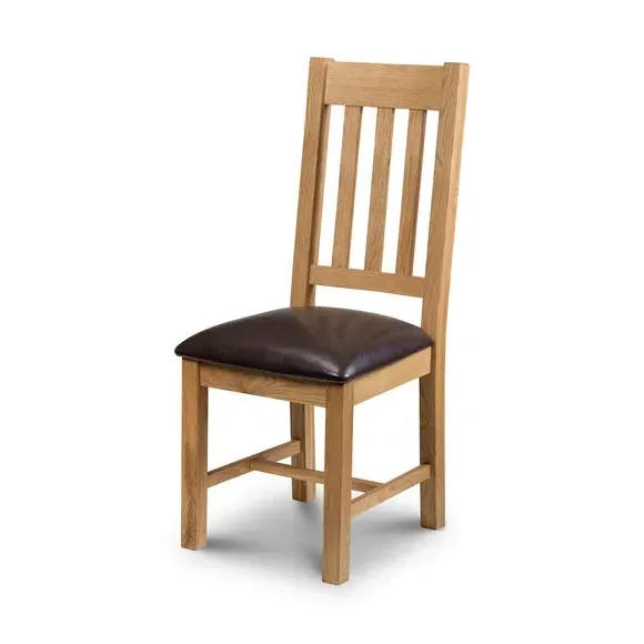 Set of 2 Dining Chairs - Brown, Faux Leather